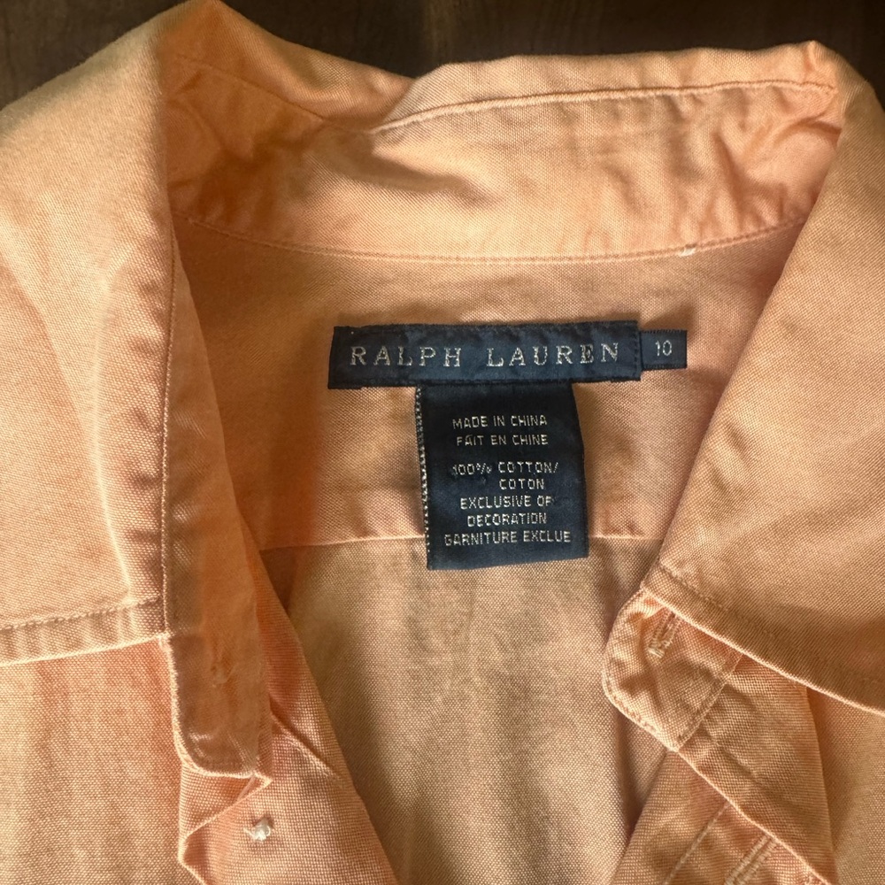 Ralph Lauren Peach Long Sleeve  Shirt Dress - Picture 2 of 10